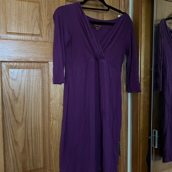Purple 3/4 Sleeve Maternity Dress - Picture 6 of 8